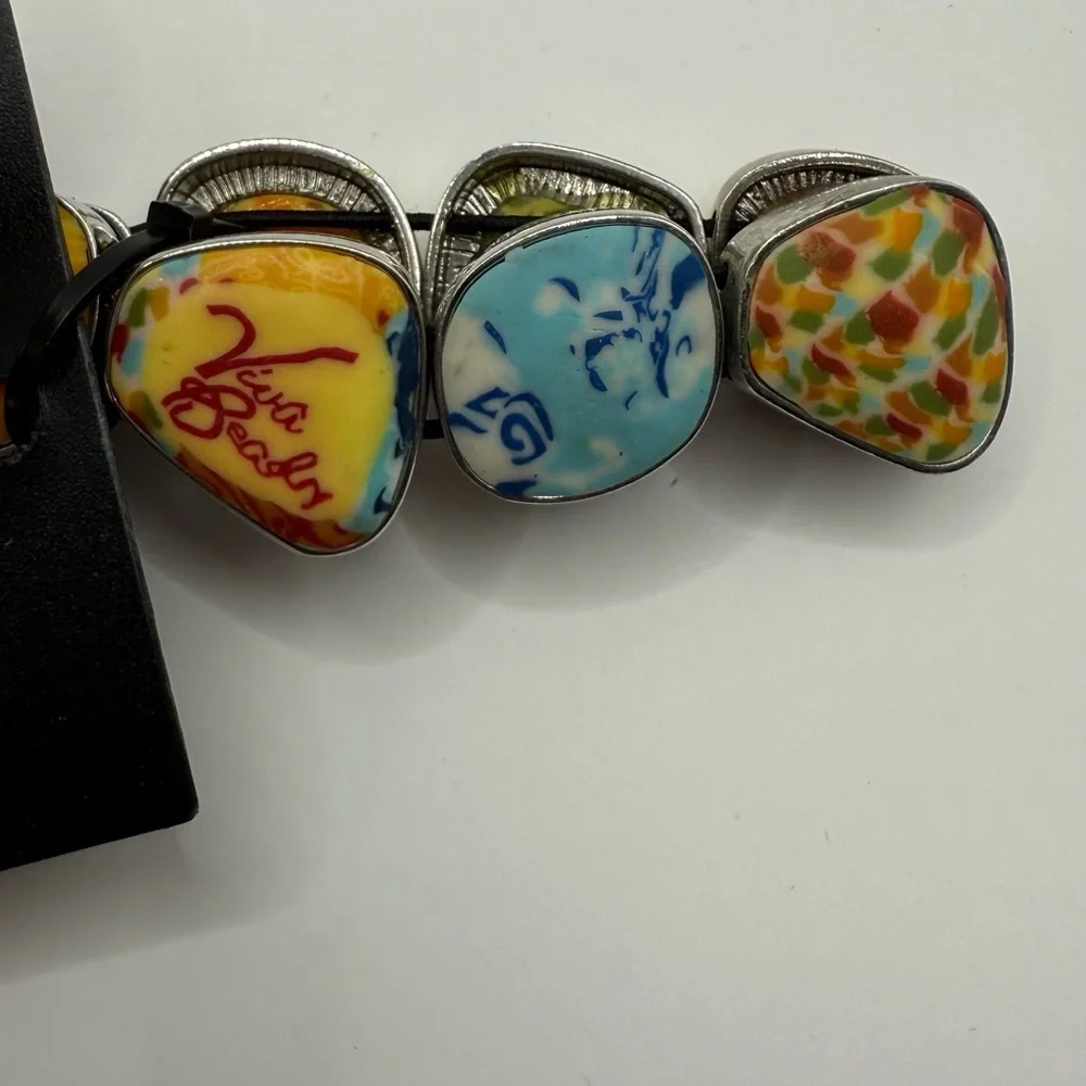 Viva Beads Stretch Bracelet | Colorful Clay Inlay Cracker Barrel
